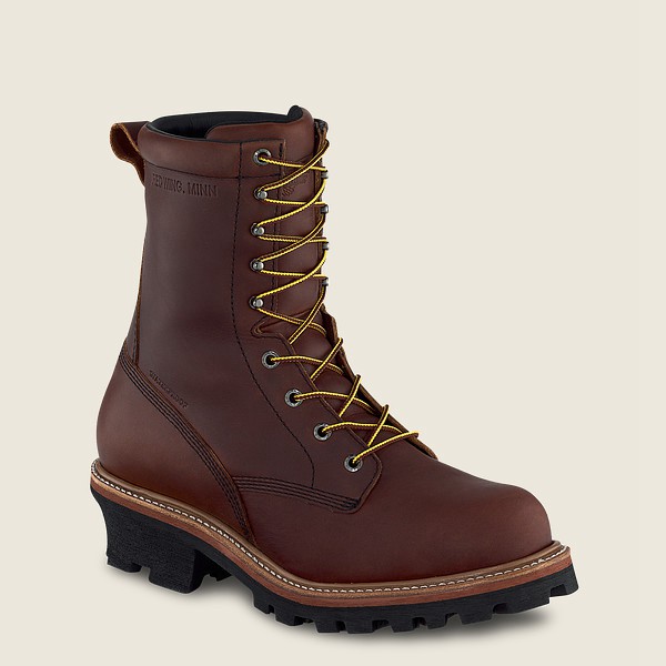 Red Wing Work Boots Brown - Mens Loggermax - 9-inch Waterproof Soft Toe Logger - 6052-AORHC